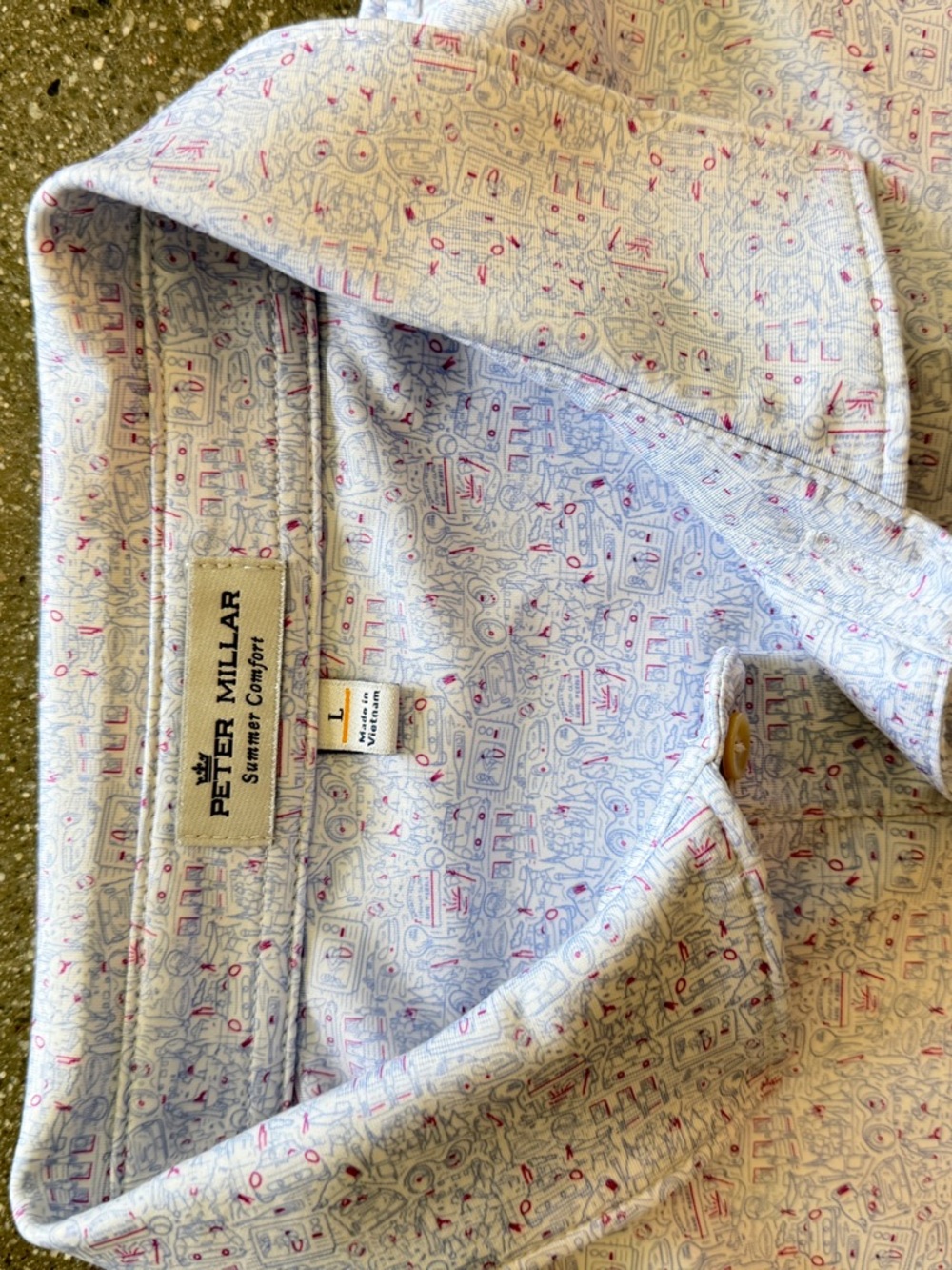 Peter Millar Light Blue Polo with Red Accent Print